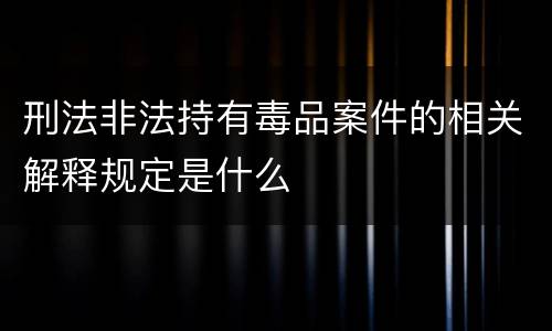 刑法非法持有毒品案件的相关解释规定是什么