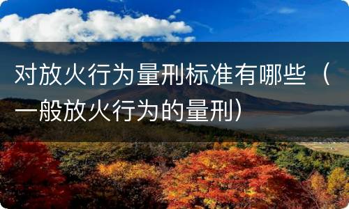 对放火行为量刑标准有哪些（一般放火行为的量刑）