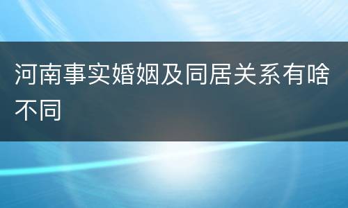 河南事实婚姻及同居关系有啥不同