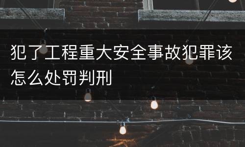 犯了工程重大安全事故犯罪该怎么处罚判刑