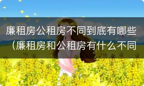 廉租房公租房不同到底有哪些（廉租房和公租房有什么不同）