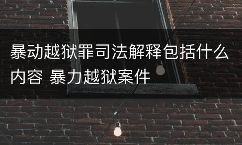 暴动越狱罪司法解释包括什么内容 暴力越狱案件