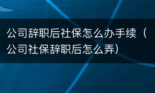 公司辞职后社保怎么办手续（公司社保辞职后怎么弄）