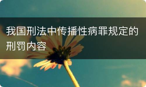我国刑法中传播性病罪规定的刑罚内容