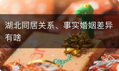 湖北同居关系、事实婚姻差异有啥