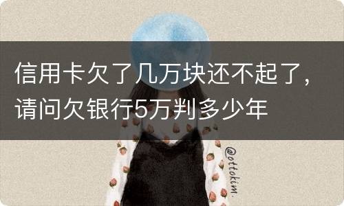 信用卡欠了几万块还不起了，请问欠银行5万判多少年