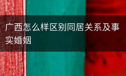 广西怎么样区别同居关系及事实婚姻