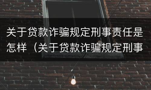 关于贷款诈骗规定刑事责任是怎样（关于贷款诈骗规定刑事责任是怎样规定的）
