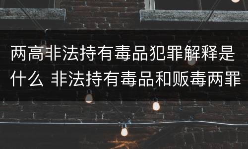 两高非法持有毒品犯罪解释是什么 非法持有毒品和贩毒两罪并处