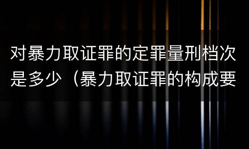 对暴力取证罪的定罪量刑档次是多少（暴力取证罪的构成要件）