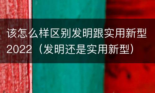该怎么样区别发明跟实用新型2022（发明还是实用新型）