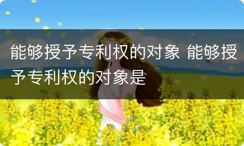 能够授予专利权的对象 能够授予专利权的对象是