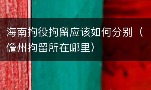 海南拘役拘留应该如何分别（儋州拘留所在哪里）