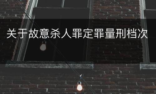 关于故意杀人罪定罪量刑档次