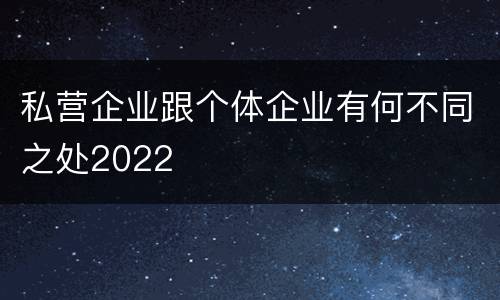 私营企业跟个体企业有何不同之处2022