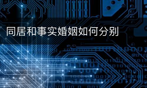 同居和事实婚姻如何分别