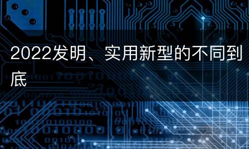 2022发明、实用新型的不同到底