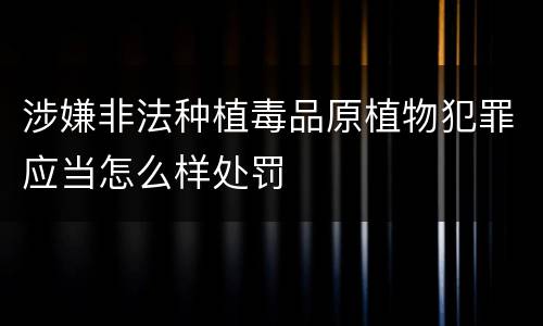 涉嫌非法种植毒品原植物犯罪应当怎么样处罚
