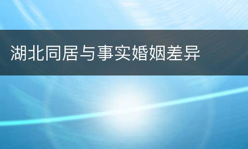 湖北同居与事实婚姻差异