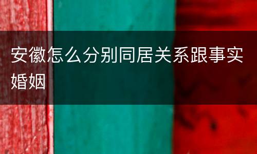 安徽怎么分别同居关系跟事实婚姻