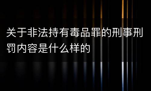 关于非法持有毒品罪的刑事刑罚内容是什么样的