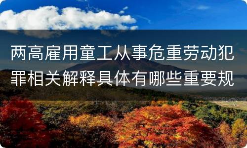 两高雇用童工从事危重劳动犯罪相关解释具体有哪些重要规定