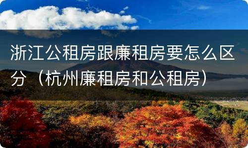 浙江公租房跟廉租房要怎么区分（杭州廉租房和公租房）