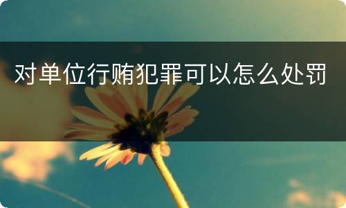 对单位行贿犯罪可以怎么处罚