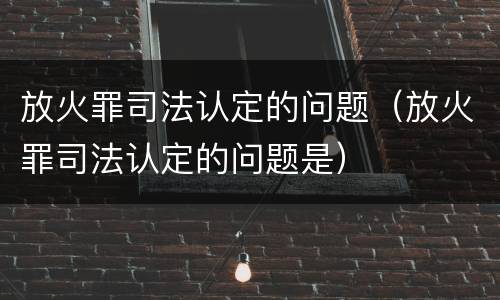 放火罪司法认定的问题（放火罪司法认定的问题是）