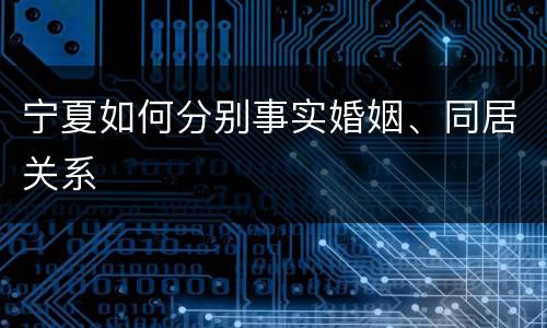 宁夏如何分别事实婚姻、同居关系