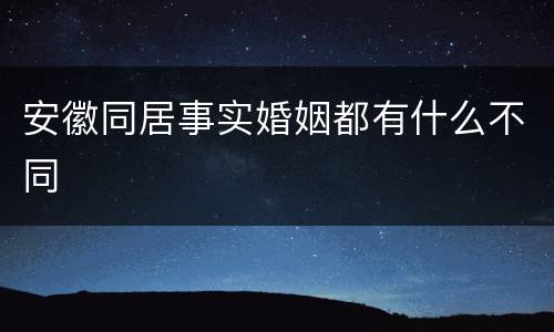 安徽同居事实婚姻都有什么不同