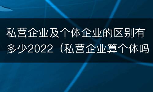 私营企业及个体企业的区别有多少2022（私营企业算个体吗）