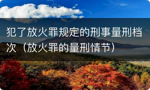 犯了放火罪规定的刑事量刑档次（放火罪的量刑情节）