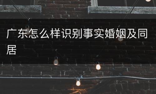 广东怎么样识别事实婚姻及同居
