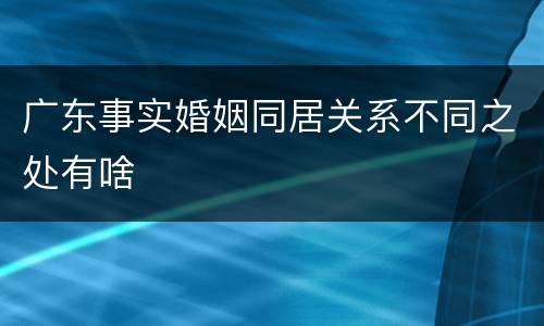 广东事实婚姻同居关系不同之处有啥