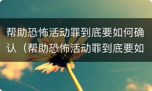 帮助恐怖活动罪到底要如何确认（帮助恐怖活动罪到底要如何确认罪名）