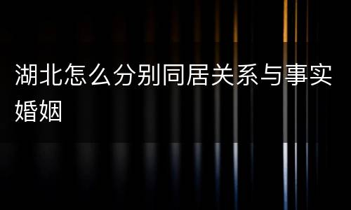湖北怎么分别同居关系与事实婚姻