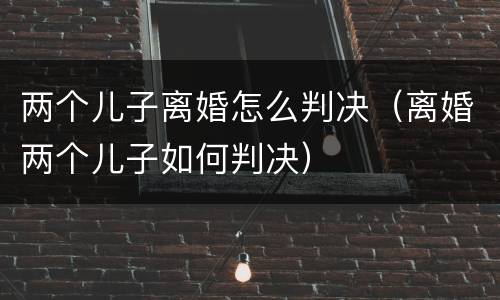 两个儿子离婚怎么判决（离婚两个儿子如何判决）
