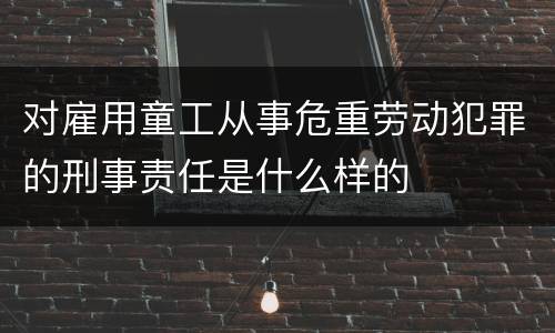 对雇用童工从事危重劳动犯罪的刑事责任是什么样的