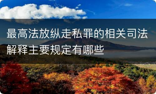 最高法放纵走私罪的相关司法解释主要规定有哪些