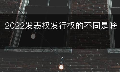 2022发表权发行权的不同是啥