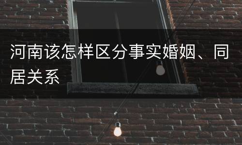 河南该怎样区分事实婚姻、同居关系