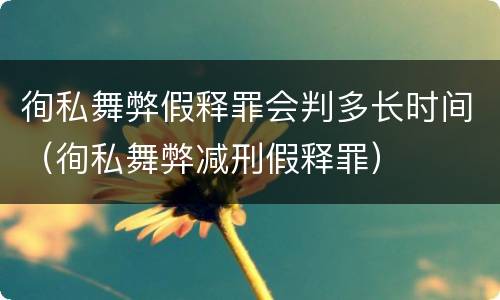 徇私舞弊假释罪会判多长时间（徇私舞弊减刑假释罪）