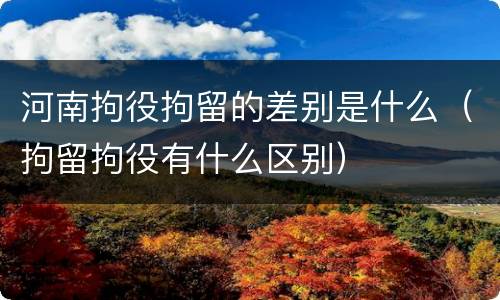 河南拘役拘留的差别是什么（拘留拘役有什么区别）