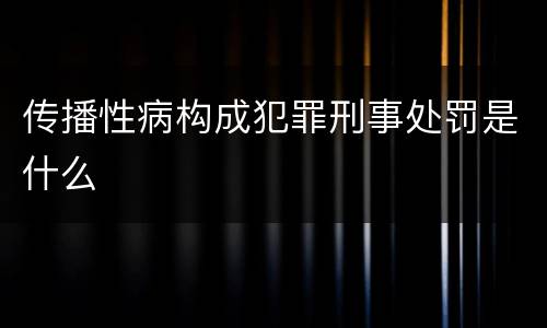 传播性病构成犯罪刑事处罚是什么