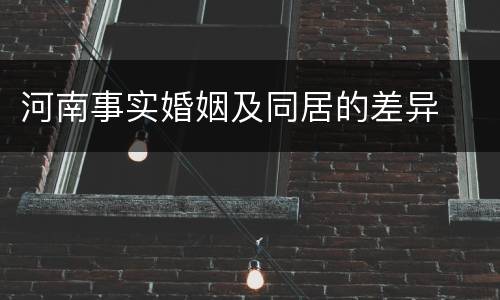 河南事实婚姻及同居的差异
