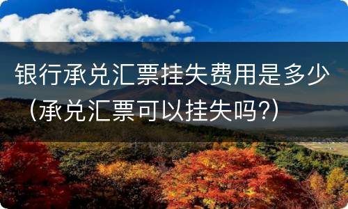 银行承兑汇票挂失费用是多少（承兑汇票可以挂失吗?）