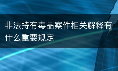 非法持有毒品案件相关解释有什么重要规定