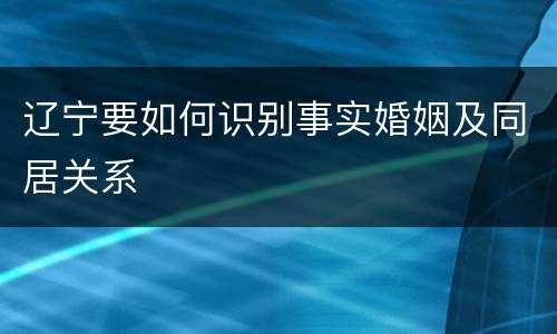 辽宁要如何识别事实婚姻及同居关系
