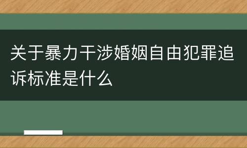 关于暴力干涉婚姻自由犯罪追诉标准是什么